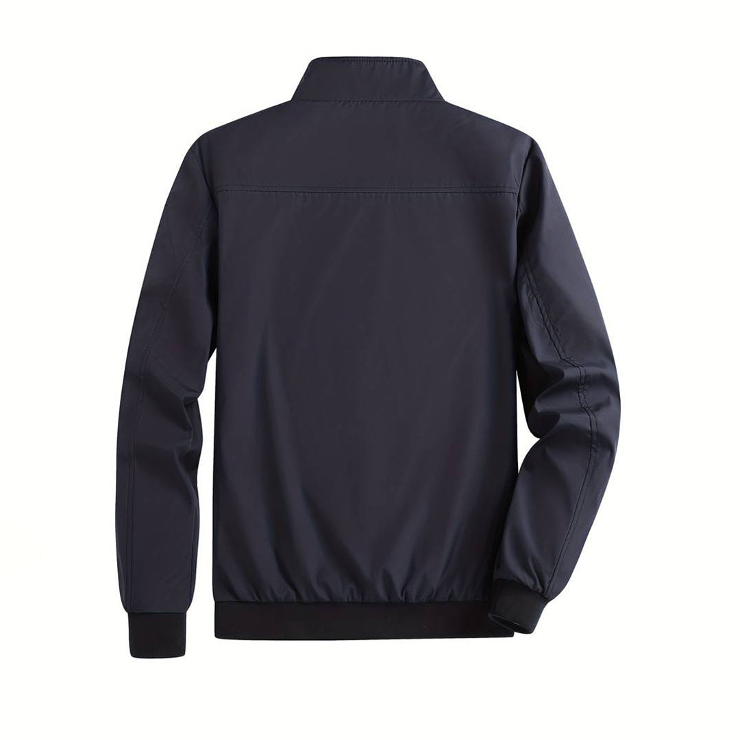 Men's Contrast Sleeve Ribbed Trim Bomber Jacket