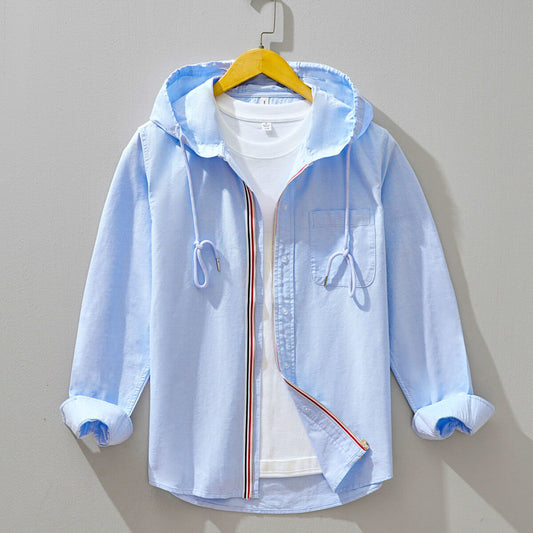 Men's Sky Blue Hooded Winter Coat in Sky Blue