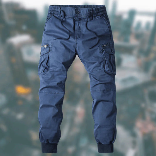 Men's Blue Cargo Trousers in Blue