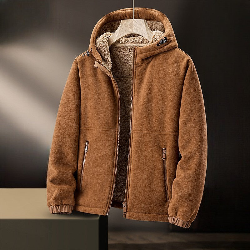 Men's Blue Winter Coat in Brown