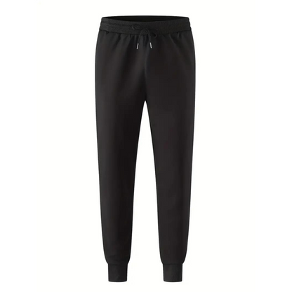 Men's Tapered Drawstring Casual Trousers in Black
