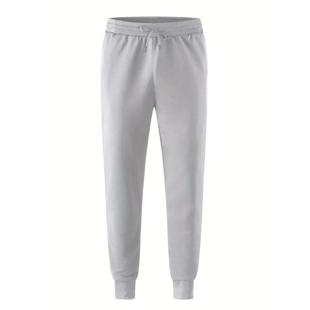 Men's Tapered Drawstring Casual Trousers in Grey