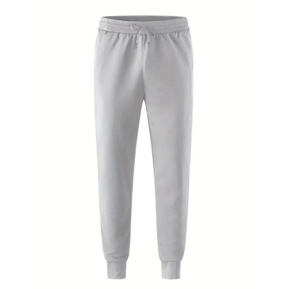 Men's Tapered Drawstring Casual Trousers in Grey