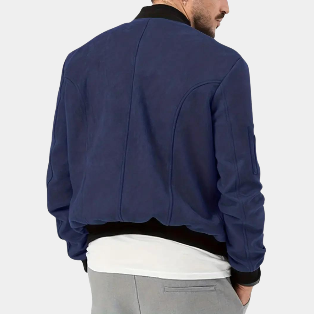 Men's Sleeve Pocket Ribbed Trim Bomber Jacket