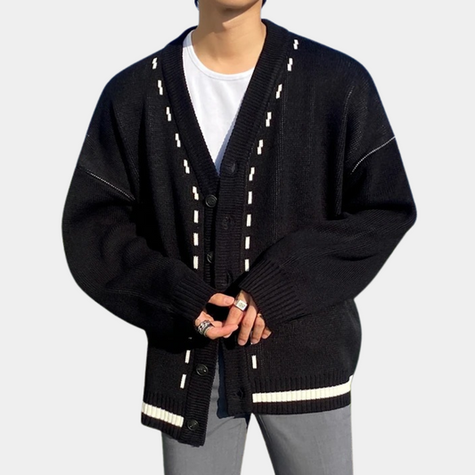 Men's Black Cardigan in Black