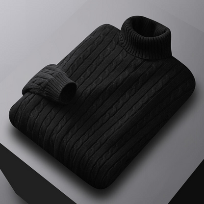 Men's Knitted Roll Neck Draped Jumper