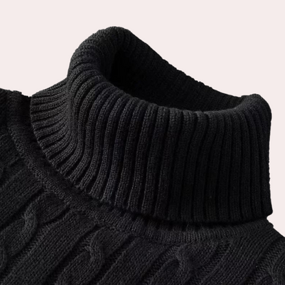 Men's Knitted Roll Neck Draped Jumper view 2