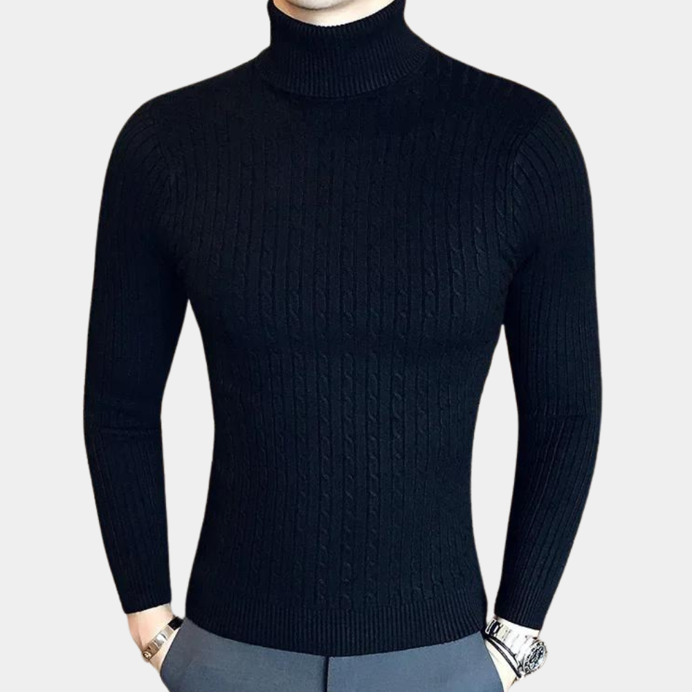 Men's Knitted Roll Neck Draped Jumper view 3