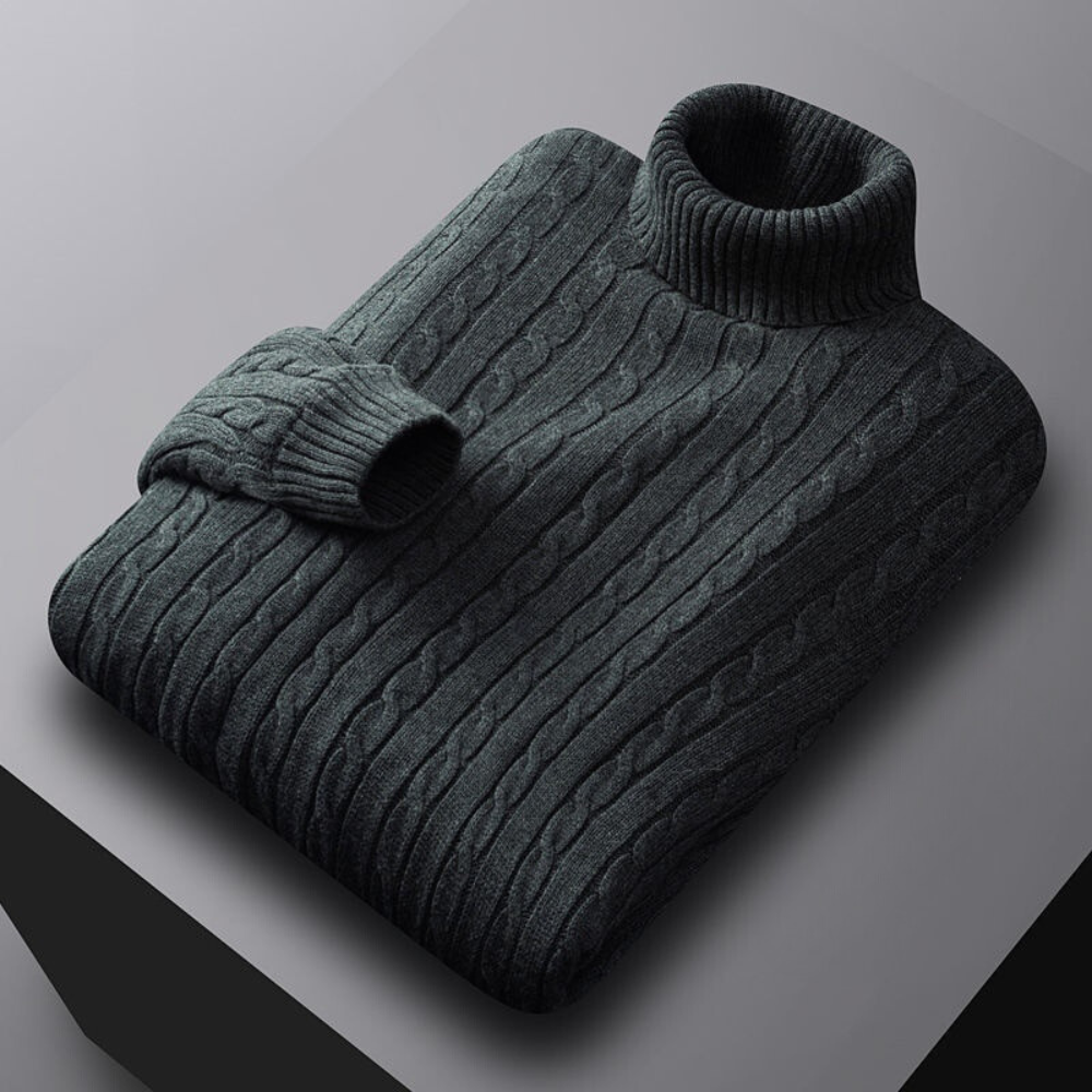 Men's Knitted Roll Neck Draped Jumper view 7