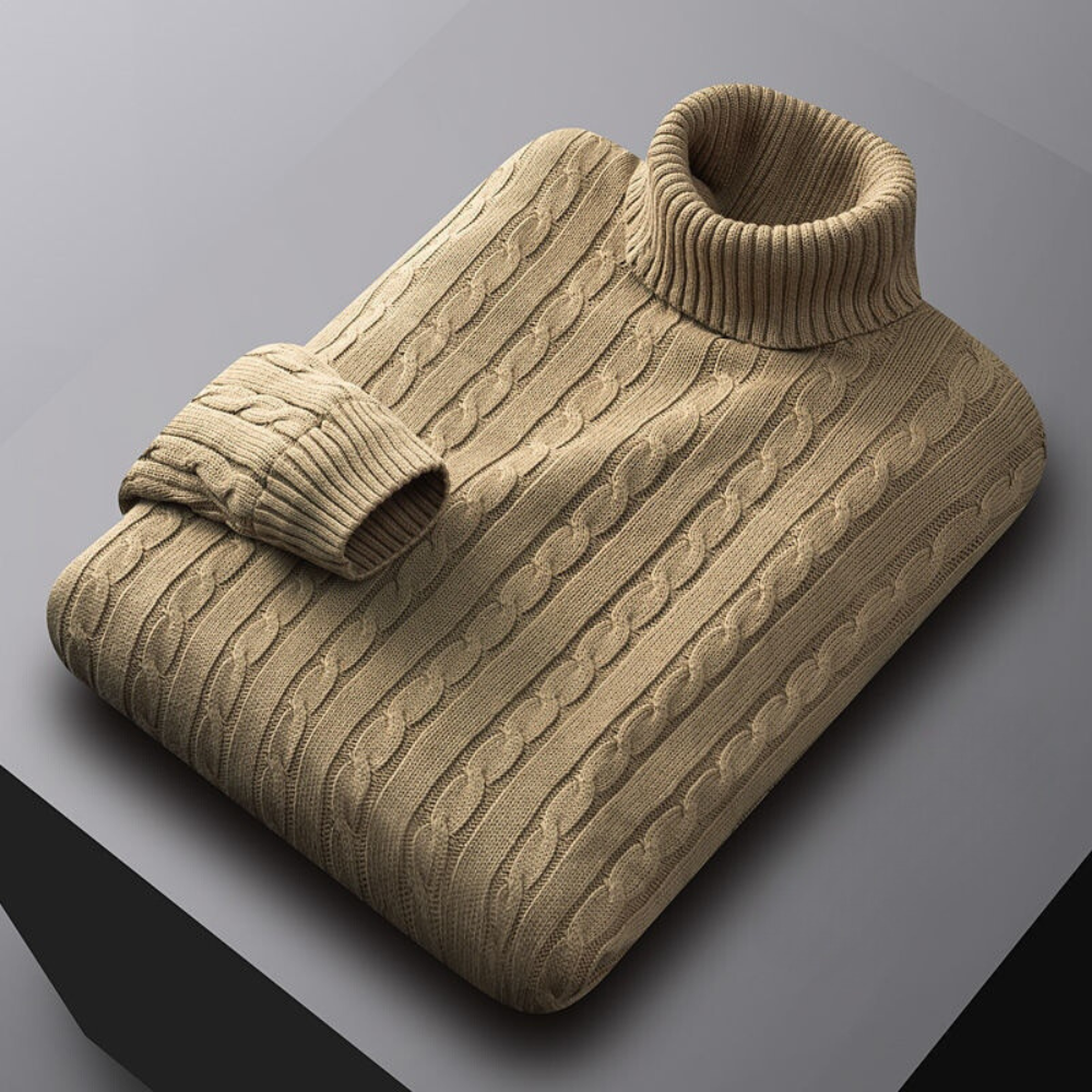 Men's Knitted Roll Neck Draped Jumper view 6