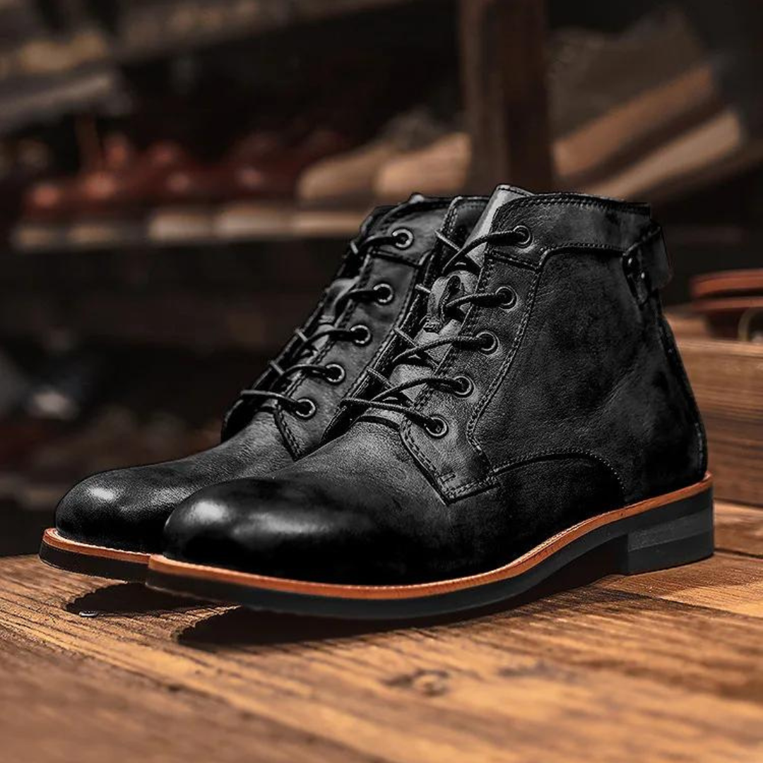Men's Black Ankle Boots in Black