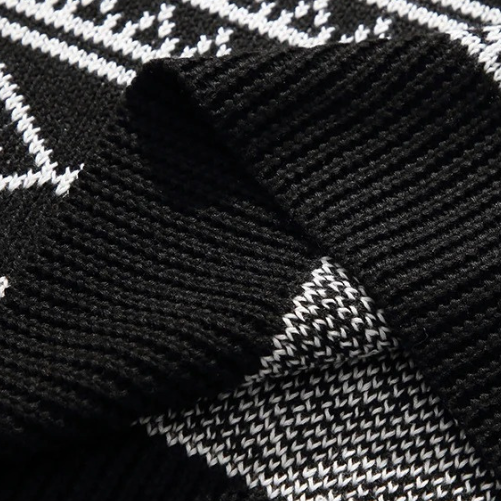 Men's Monochrome Geometric Crew Neck Jumper