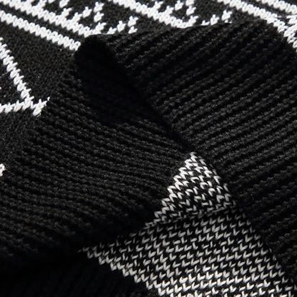 Men's Monochrome Geometric Crew Neck Jumper
