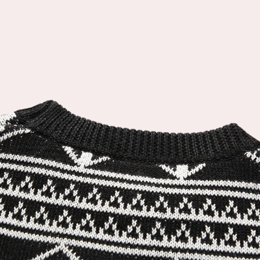 Men's Monochrome Geometric Crew Neck Jumper