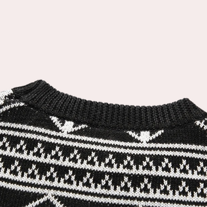 Men's Monochrome Geometric Crew Neck Jumper