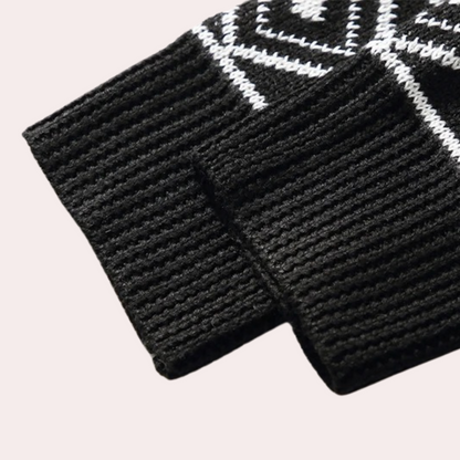 Men's Monochrome Geometric Crew Neck Jumper