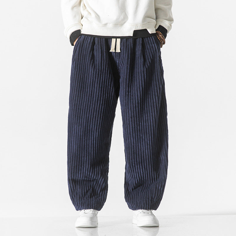 Men's Navy Wide Leg Relaxed Fit Trousers