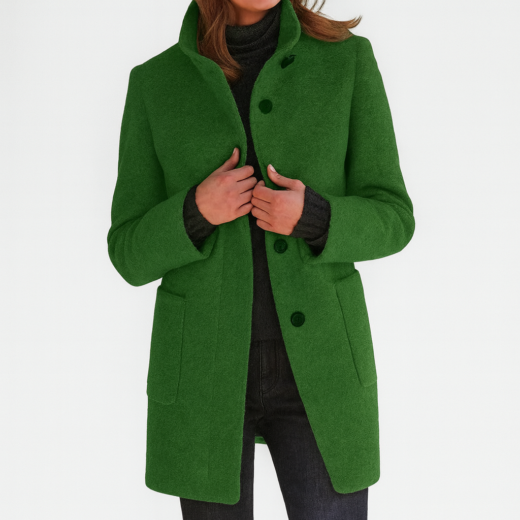 Women's Button Front Stand Collar Overcoat view 4