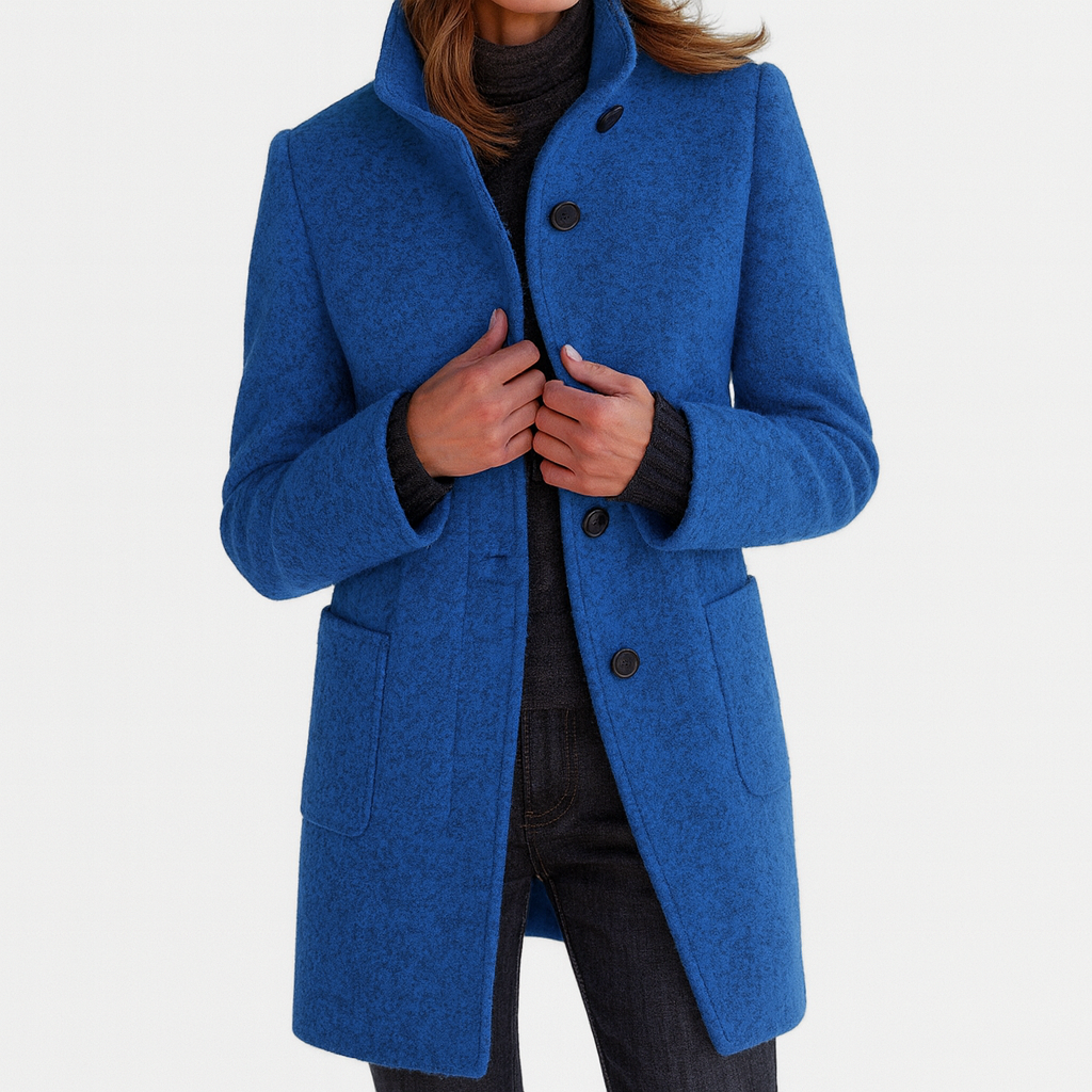 Women's Button Front Stand Collar Overcoat