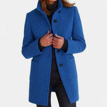 Women's Button Front Stand Collar Overcoat