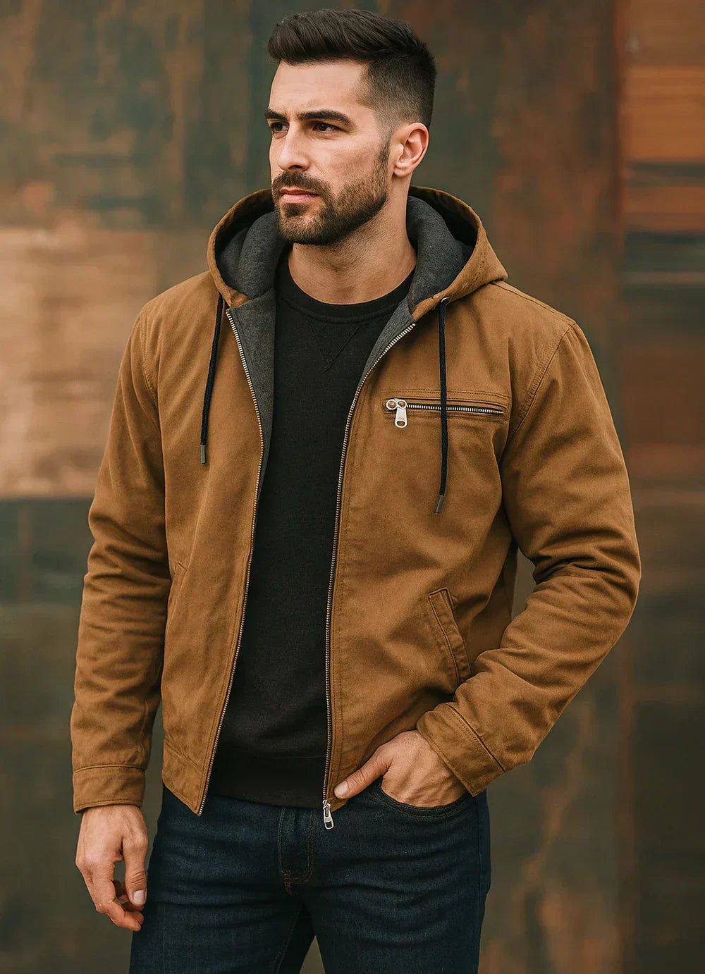 Men's Green Hooded Winter Coat