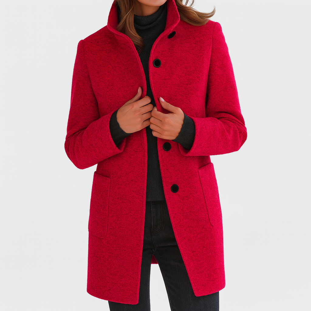 Women's Button Front Stand Collar Overcoat view 6