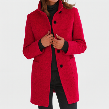 Women's Button Front Stand Collar Overcoat view 6