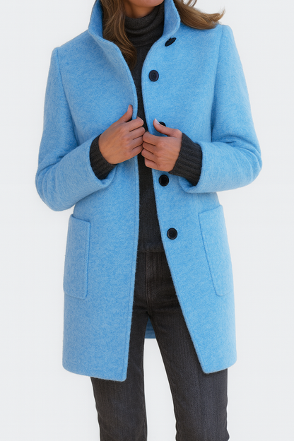 Women's Button Front Stand Collar Overcoat view 10