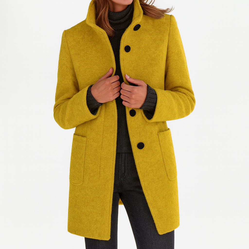 Women's Button Front Stand Collar Overcoat view 11