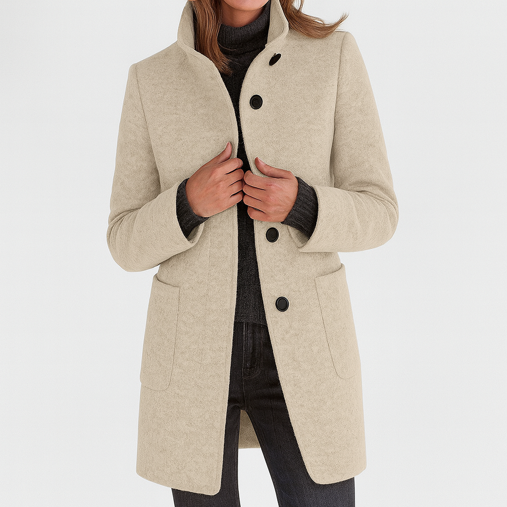 Women's Button Front Stand Collar Overcoat view 9