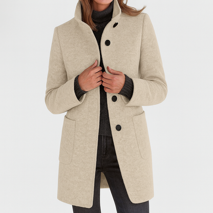 Women's Button Front Stand Collar Overcoat view 9
