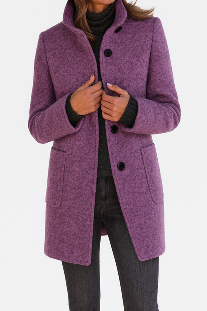 Women's Button Front Stand Collar Overcoat view 5