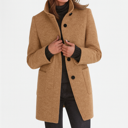 Women's Button Front Stand Collar Overcoat view 7
