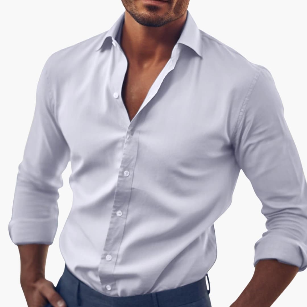 Men's Classic Fit Button Front Shirt in White