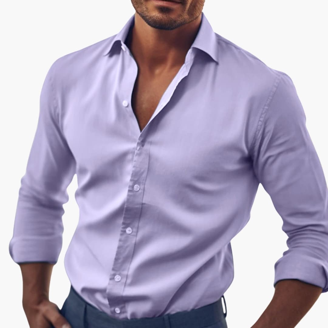 Men's Classic Fit Button Front Shirt in Violet