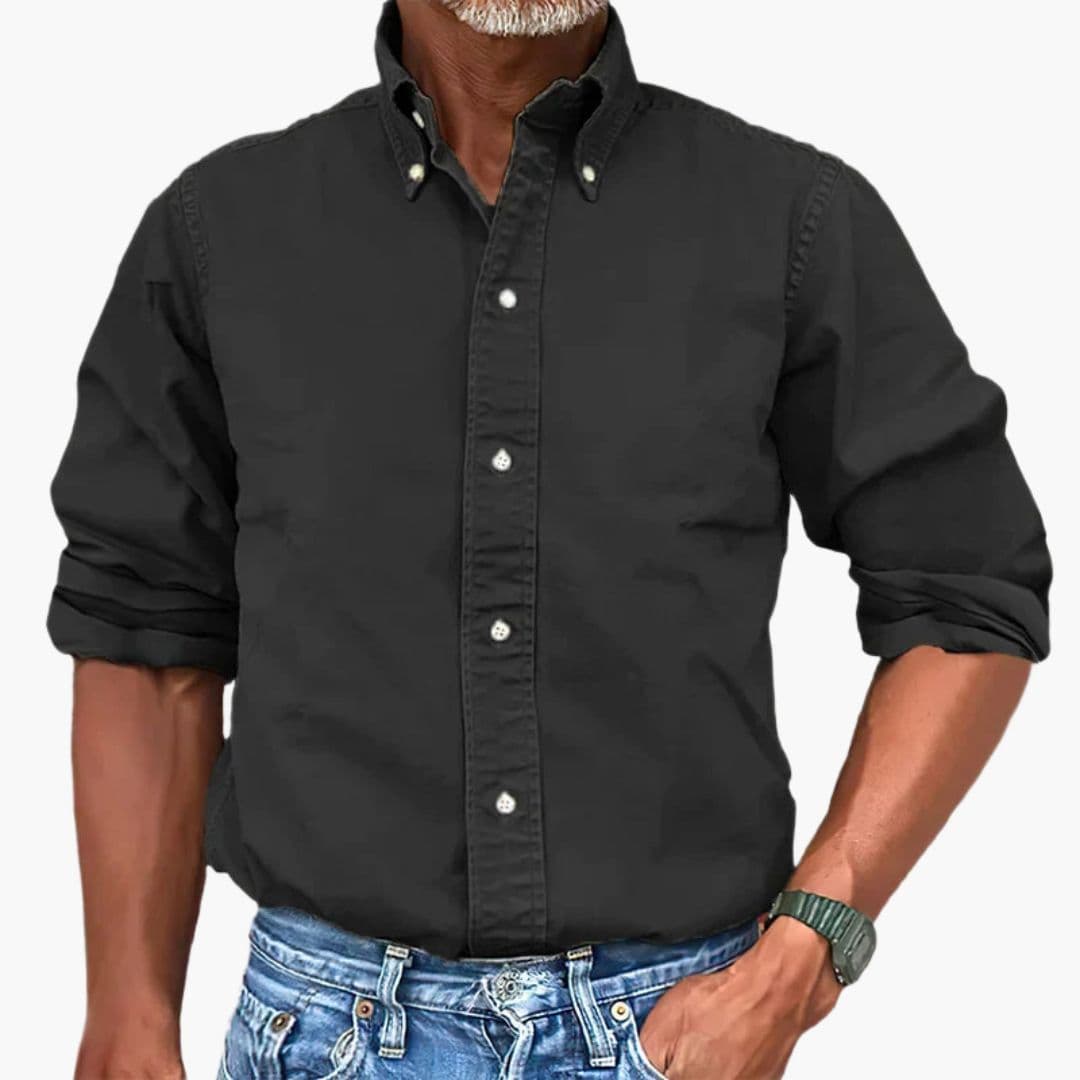 Men's Khaki Long Sleeve Shirt in Black