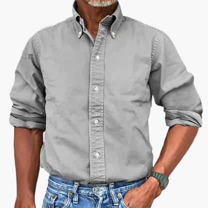 Men's Khaki Long Sleeve Shirt in Gray