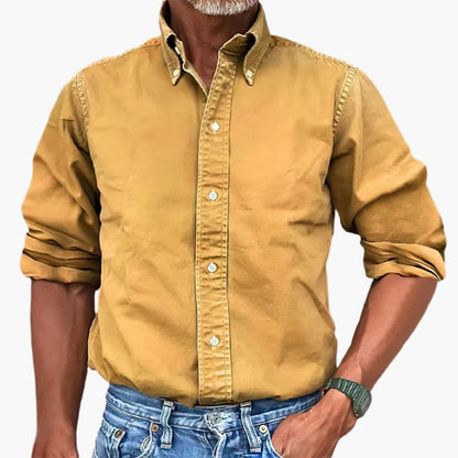 Men's Khaki Long Sleeve Shirt in Yellow