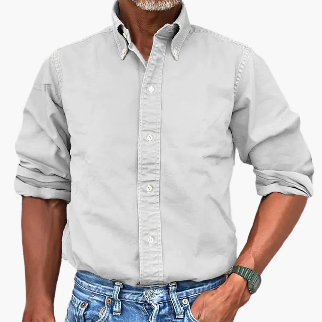 Men's Khaki Long Sleeve Shirt in White