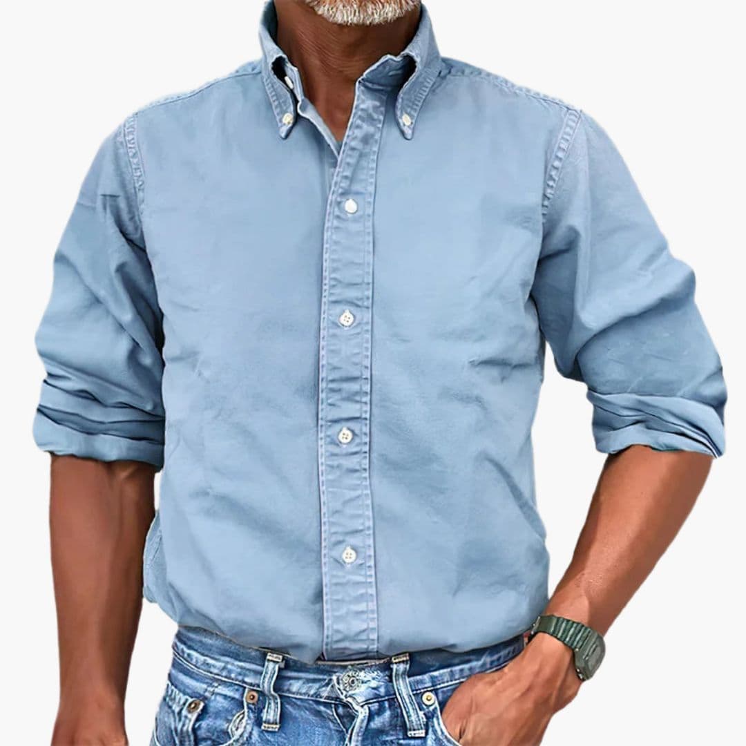 Men's Khaki Long Sleeve Shirt in Sky Blue