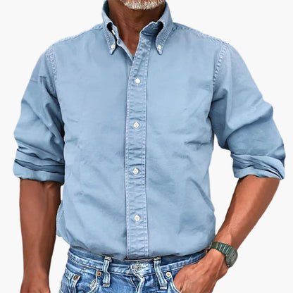 Men's Khaki Long Sleeve Shirt in Sky Blue