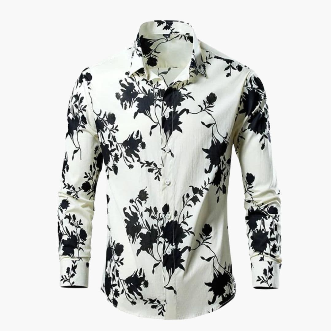 Men's White Button Front Shirt in White