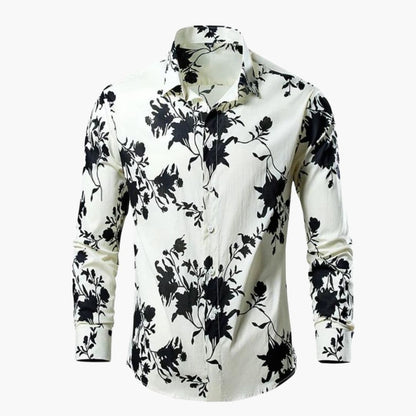 Men's White Button Front Shirt in White
