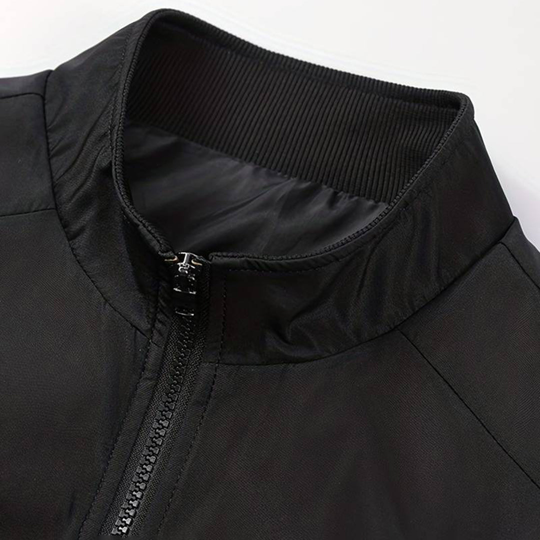 Men's Contrast Sleeve Ribbed Trim Bomber Jacket