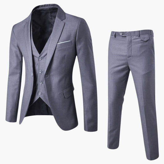 Men's Tailored Formal Three Piece Suit in Gray