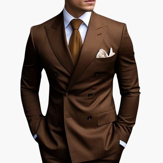 Men's Brown Slim Fit Two Piece Set in Brown
