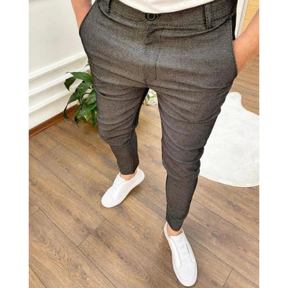 Men's Ciemnoszary Slim Fit Casual Trousers