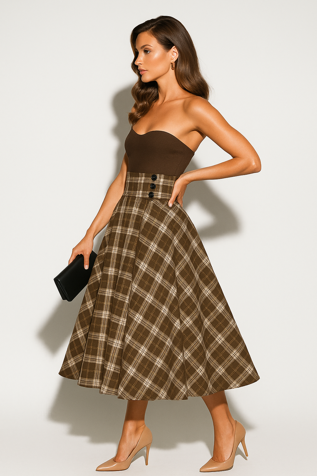 Women's Checked Midi Dress