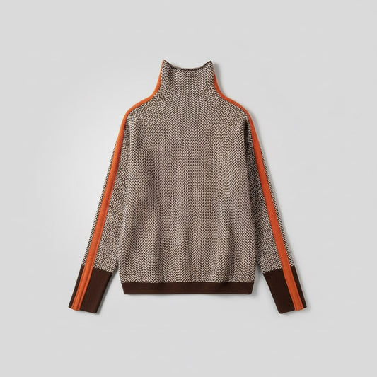 Women's Printed Knitted Stand Collar Jumper view 2