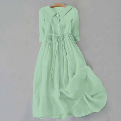 Women's Belted Shirt Dress in Light Green